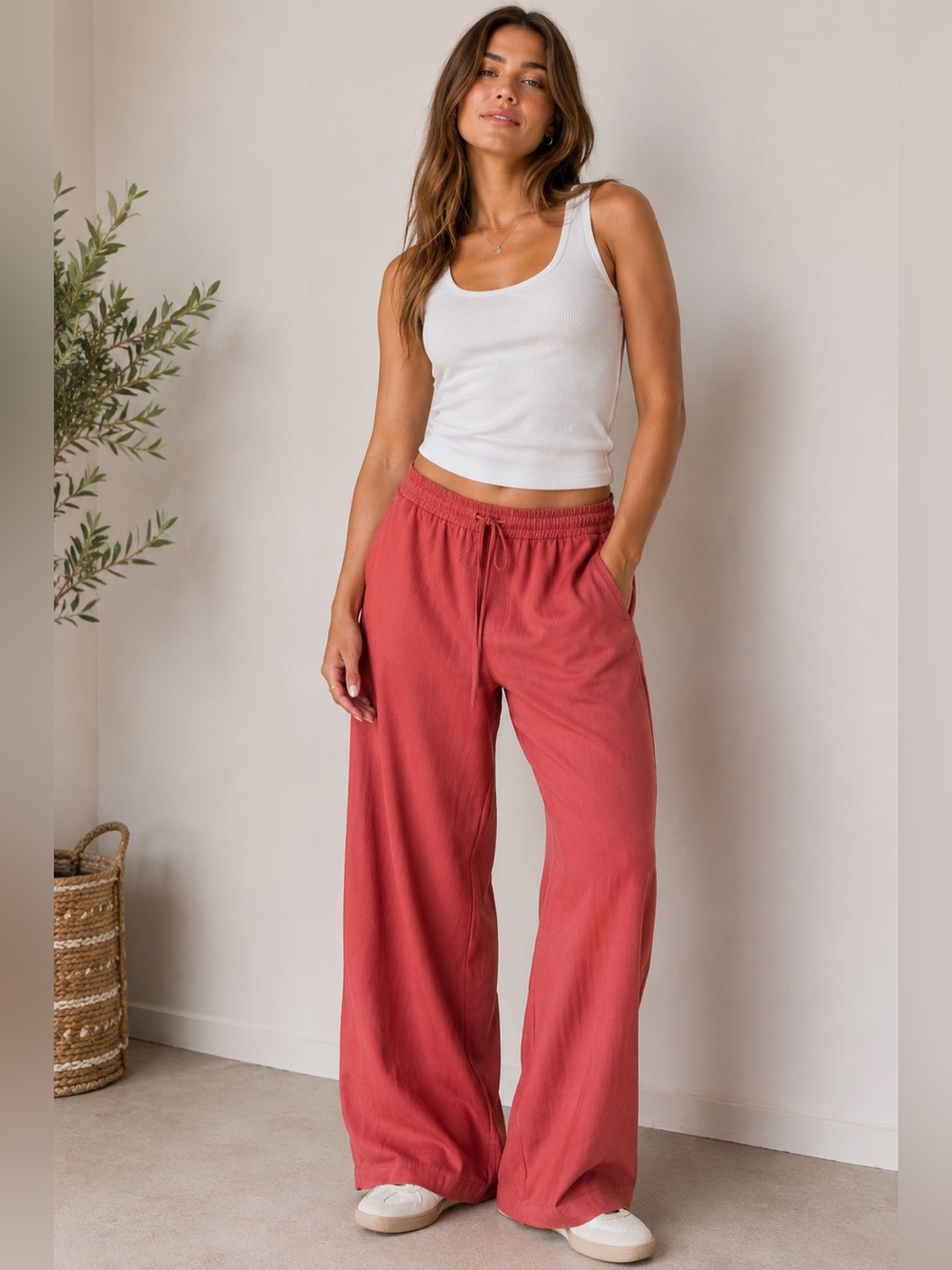 New American Eagle Coral Wide Leg Drawstring Pants XL NWT Sweatpants Lounge